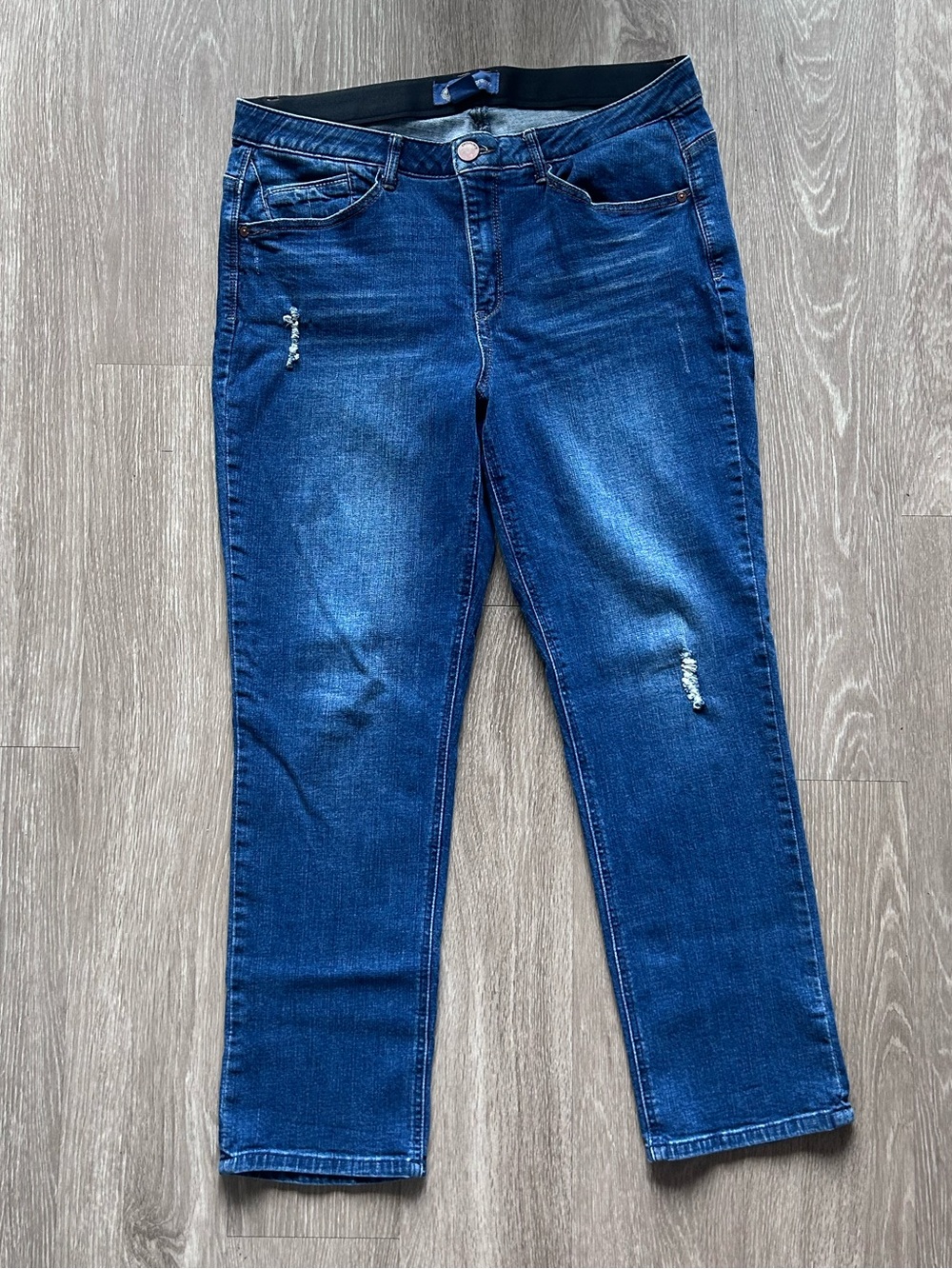 Democracy "Ab"solution Distressed Straight Leg Jeans Medium Wash - Size 14